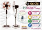 Neon - 888 - 16" Standing Fan With Remote Control - Red - Image 3