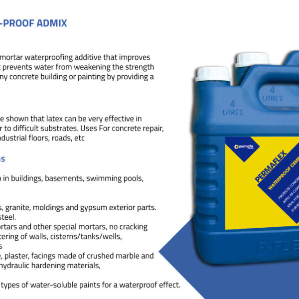 PERMAFLEX Waterproof Bonding Agent Cement Admix – High-Performance Waterproof Admix for Professional Construction Use