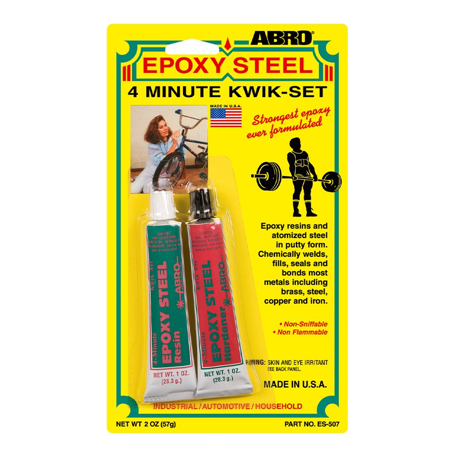 ES-507-Epoxy-Steel-4-Minute.jpg ABRO Epoxy Steel BLACK (Hardener and Resin) Part No. ES-501 NET WT 2 OZ (57g) - Image 1